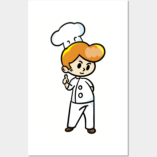 chef cartoon character  drawing design Posters and Art